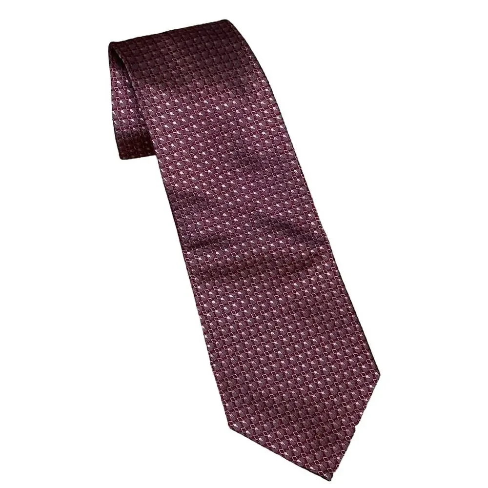 Christian Dior Paris 100% Soie Silk Tie Maroon Red Pattern
